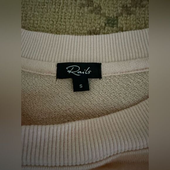 Rails light pink long sleeved crew neck crop sweatshirt with text details - L - Picture 11 of 11